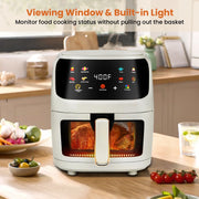 Bluebow 7.5QT Large Air Fryer, 8-in-1 Digital Touchscreen, Visible Cooking Window, 1700W, White