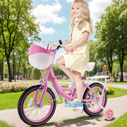 Bruce & Shark B601-086-B~007wal Kids Bike with Flashing Training Wheels & Basket, Pink, 18