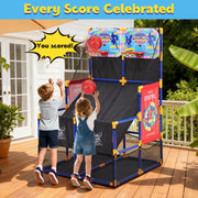 COCLUB 2in1 Indoor Kids Basketball Hoop Set with Dual Hoops, Electronic Scoreboard, LED Lights, 6 Basketballs and Sticky Balls for Ages 3-6