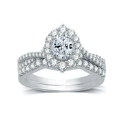 Brilliance Fine Jewelry 1 CTW Lab Grown Diamond Women's Oval Halo Bridal Set