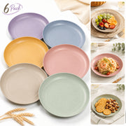 Ustop Wheat Straw Dinner Plates Set, Lightweight, Unbreakable, Multicolor, 6 Pack, 5.9 in, Dishwasher and Microwave Safe