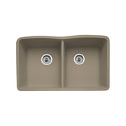 Blanco 441470 Silgranit II Diamond Equal Double Bowl, Cinder