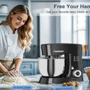 Fatabeta Stand Mixers For Kitchen 1000W Mixer 5.5QT Mixer With Dough Hook Whisk And Beater Electric Mixer With Bowl & 11 Speeds - Cake Mixer Baking Bread & More Black