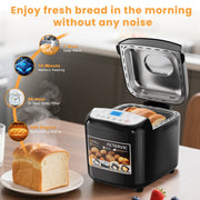 FETERVIC 19-IN-1 Bread Maker, 2LB Capacity, Nonstick Ceramic Pan, Gluten-Free, Dough, Jam, Yogurt Functions, Black, BM8113