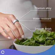 QALO QRNT Smart Ring, Lightweight Titanium Fitness Tracker, Water-Resistant, Sleep HRV Stress Movement Skin Temperature SpO2 Monitoring, Wireless Charging, Matte Silver, Size 6