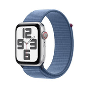 Apple Watch SE 2nd Generation Smartwatch, GPS and Cellular, 40mm Silver Aluminum Case, Winter Blue Sport Loop, MRGP3LL/A