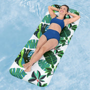 H2OGO Blissful Drifter Fabric Floating Mat, Tropical Inflatable Pool Lounger with Pillow Cushion, Removable Washable UV-Protected Cover, 72 in x 28.5 in, 43731E