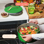Beautiful by Drew Barrymore 12-Piece Ceramic Non-Stick Cookware Set with Strainer Lids, Kelly Green, Oven Safe to 500F, EverGood Ceramic Coating, 19922