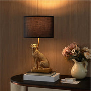 Home Decor Collection Black Leopard Brass Table Lamp with Black Polyester Shade, 18.7 in, WK641854