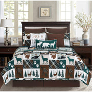 C&F Home Fletcher Forest King Quilt Set, Reversible Patchwork Design, 100% Cotton, Machine Washable, Brown Lodge Style, 3 Piece C82619.3KSET