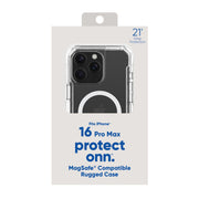 onn. WIBCLR100149695 MagSafe Compatible Rugged Phone Case for iPhone 16 Pro Max - Clear