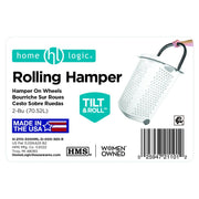 Home Logic Rolling Plastic Laundry Hamper, 2-Bushel Capacity, Built-in Wheels with Pop-up Handle, White, Pack of 2