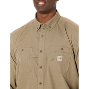 Carhartt Flame-Resistant Carhartt Force Button-Front Long-Sleeve Shirt for Men - Dark Khaki - 3XLT