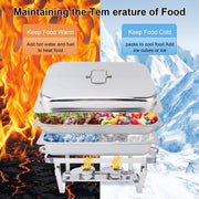 Tebru 4 Pack 13QT Chafing Dish Buffet Set, Stainless Steel - Disposable