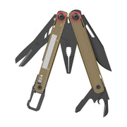 Swiss Tech berall 11-in-1 Multi-Tool with 1.9-Inch AUS-8 Steel Blade, Spring Action Pliers, Slide-Out Carabiner, Leather Sheath, Olive Green, 6181F