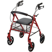 Drive Medical 10257RD-1 Four Wheel Rollator with Fold Up Back Support, Red