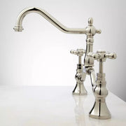 Signature Hardware SH449720PN Elnora Bridge Bathroom Faucet, Polished Nickel - Cross Handles