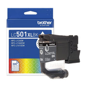 Brother LC501XLBK High Yield Black Ink Cartridge, 500 Page Yield, Compatible with MFC-J1260W, MFC-J1360DW, MFC-J1410DW