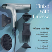 Olivia Garden SuperHP Ionic Hair Dryer, 1875W Brushless Motor, 5 Attachments, Lightweight, Quiet, Black, 200-HPDR1B