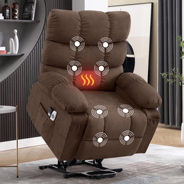 JONPONY Power Lift Recliner Chair Recliners for Elderly with Heat and Massage Recliner, Medium Size-Brown