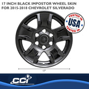 Coast To Coast Impostor Automotive Wheel Cover, 17 Inch, Gloss Black, 5 Spoke, Snap-On Retention, ABS Plastic, Set of 4
