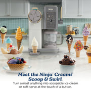 Ninja Creami Scoop & Swirl Ice Cream Maker, 11 Programs, Soft Serve & Gelato, Includes (2) 16 Oz Pint Containers & Lids, Black, NC700