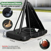 GVDV BHE-20 Portable Basketball Hoop with 44-Inch Shatterproof Backboard, Adjustable Height 4.5-10 ft for Kids, Teens & Adults