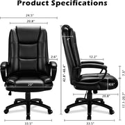 Vitesse Big and Tall Home Office Chair, Heavy-Duty 400 lb Support, Ergonomic High Back with Lumbar Cushion, Black - Easy Move