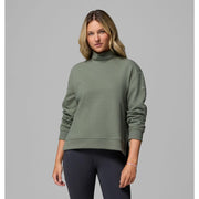 Columbia Women's PFG Open Water Mock Neck Long Sleeve Shirt, Textured Cotton-Blend, Green, Drop-Tail Hem, 2136321316L