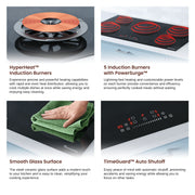 Rangaire 36 Inch Induction Cooktop, 5 HyperHeat Burners, Smooth Glass Ceramic Surface, Slide Touch Controls, 10900W, Child Lock, RCI361S