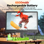 Desobry 18.5 Inch Portable LCD TV, Full HD 1080p, 6500mAh Rechargeable Battery, HDMI AV USB Inputs, Built-In Antenna, Dual Speakers