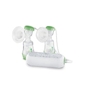 MAM 2-in-1 Double Electric Breast Pump, Dual Electric and Manual Modes, Leak-Proof Closed System, Soft Silicone Funnels, Portable Design, Includes 2 Anti-Colic Bottles, Green