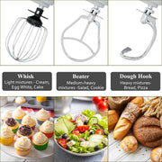 Vaparinckl Electric Stand Mixer, 6.5QT Tilt-Head, 12-Speed Multifunctional Kitchen Mixer with Dough Hook, Flat Beater, Whisk, White, SM-B03B