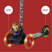 Sakar International Teenage Mutant Ninja Turtles Ride-N-Glide Buddies 3D Toddler Scooter with Motion-Activated Light-Up Wheels, Red, Ages 3+