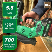 Metabo HPT 18V MultiVolt Compact Cordless 18-Gauge Brad Nailer Kit with 2.0Ah Lithium Ion Battery, Drives 5/8 to 2 in Brad Nails, Bright LED Light, Tool-less Depth Adjustment, NT1850DG