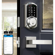 Veise Smart Keyless Entry Door Lock with Handle, Electronic Touchscreen Keypad, App Control, Satin Nickel