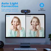 RONY 1080P HD Computer Webcam with Microphone, USB Streaming Camera, Noise Reduction, 90 Field of View, 360 Rotation, Black Q4