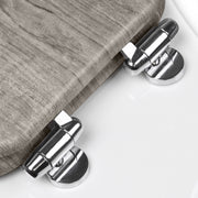 Home Solutions Elongated Distressed Gray Wood Veneer Toilet Seat with Slow Close Lid and Chrome-Plated Hinges, 11718