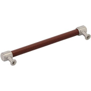 Signature Hardware Lazzara Leather Bar Cabinet Pull, Brown Genuine Leather, Golden Champagne Zinc, 7-9/16 Inch Center to Center, 954066-7916