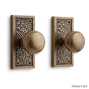 Signature Hardware SH552140AB EHHMD.700.20.ABS-NB-N - Hand Hammered-Brass Privacy Interior Door Set - Knob With Spring sssistance - No Backset - Antique Brass