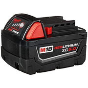 Milwaukee Power Tool Battery M18 Redlithium 5.0Ah 18V with REDLINK Intelligence and Onboard Fuel Gauge 48-11-1850