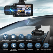NEXPOW J08 3-Channel 4K WiFi Dash Cam, Front Rear Cabin 4K+1080P+1080P,170 Degrees Wide Angle WDR Night Vision