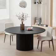 MAYEERTY Modern Oak Wood Dining Table Large Round Dining Room Tables,Black