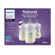 Philips Avent SCY903/69 Natural Baby Bottle with Natural Response Nipple, with Teal Elephant Design, 9oz, 3pk