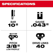 Milwaukee 48-09-5001 14 In. Chainsaw Bar