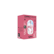 Logitech Compact Wireless Mouse, Ergonomic Contoured Design, Cotton Candy Pink, Long-Lasting Battery, USB Receiver, Portable