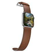 MobyFox Leather Watch Band, Premium Brown Genuine Leather, Compatible with Apple Watch Series 1-10 and Most 22mm Smartwatches, Stainless Steel Lugs, Pin-and-Tuck Buckle