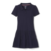 French Toast Girls Ruffled Pique Polo Dress, Navy, Toddler 3T