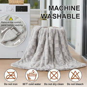 Dhole Electric Heated Blanket, Checkered Fleece, Queen 84x90 in, 6 Heat Settings, 10 Hour Auto Shut-Off, Light Gray