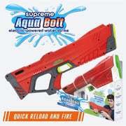 Supreme Silent Sports Aqua Bolt Electric Water Blaster, Rechargeable Battery, 20 ft Range, Blue and Orange